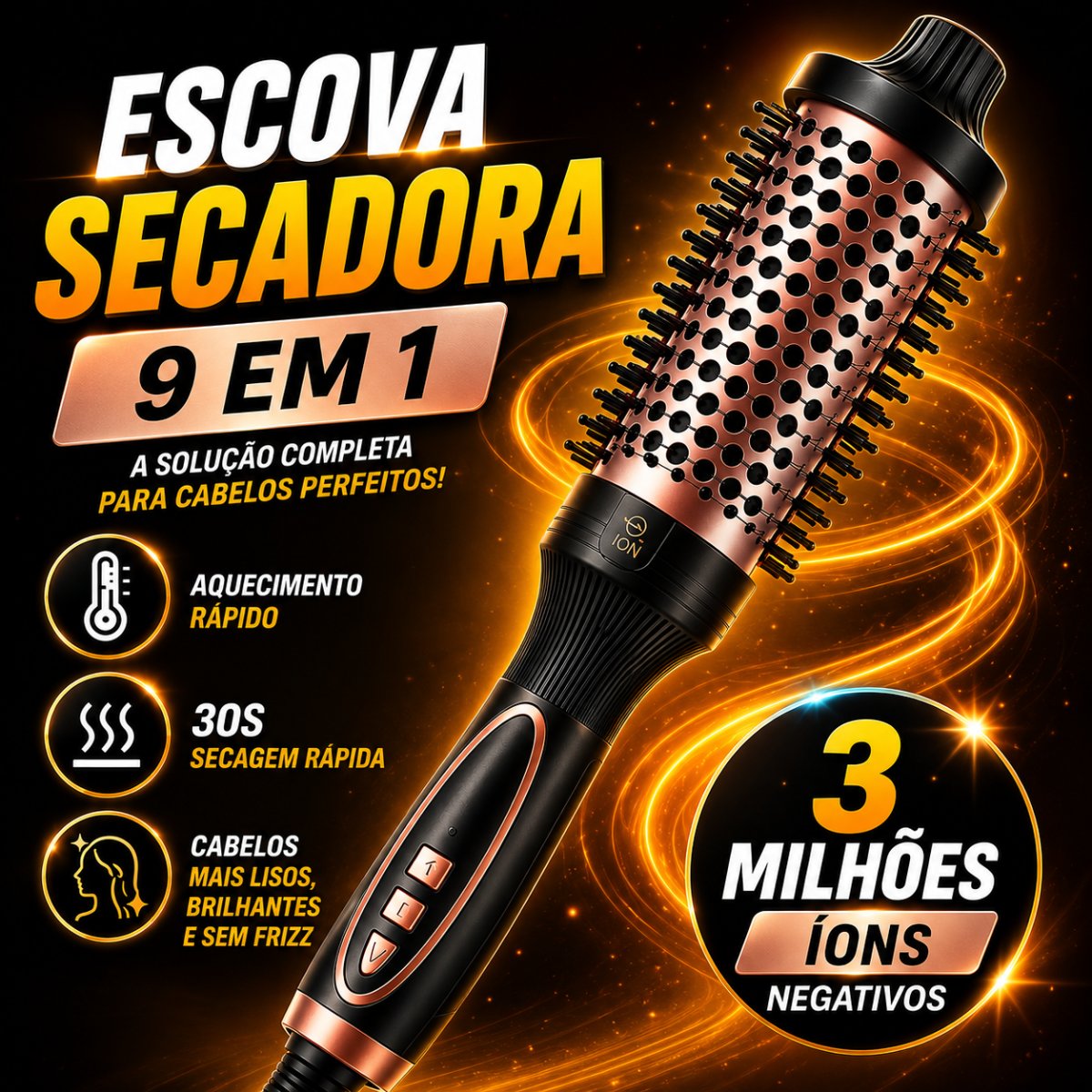 GOKOCO Escova Modeladora de Íons Negativos 38mm